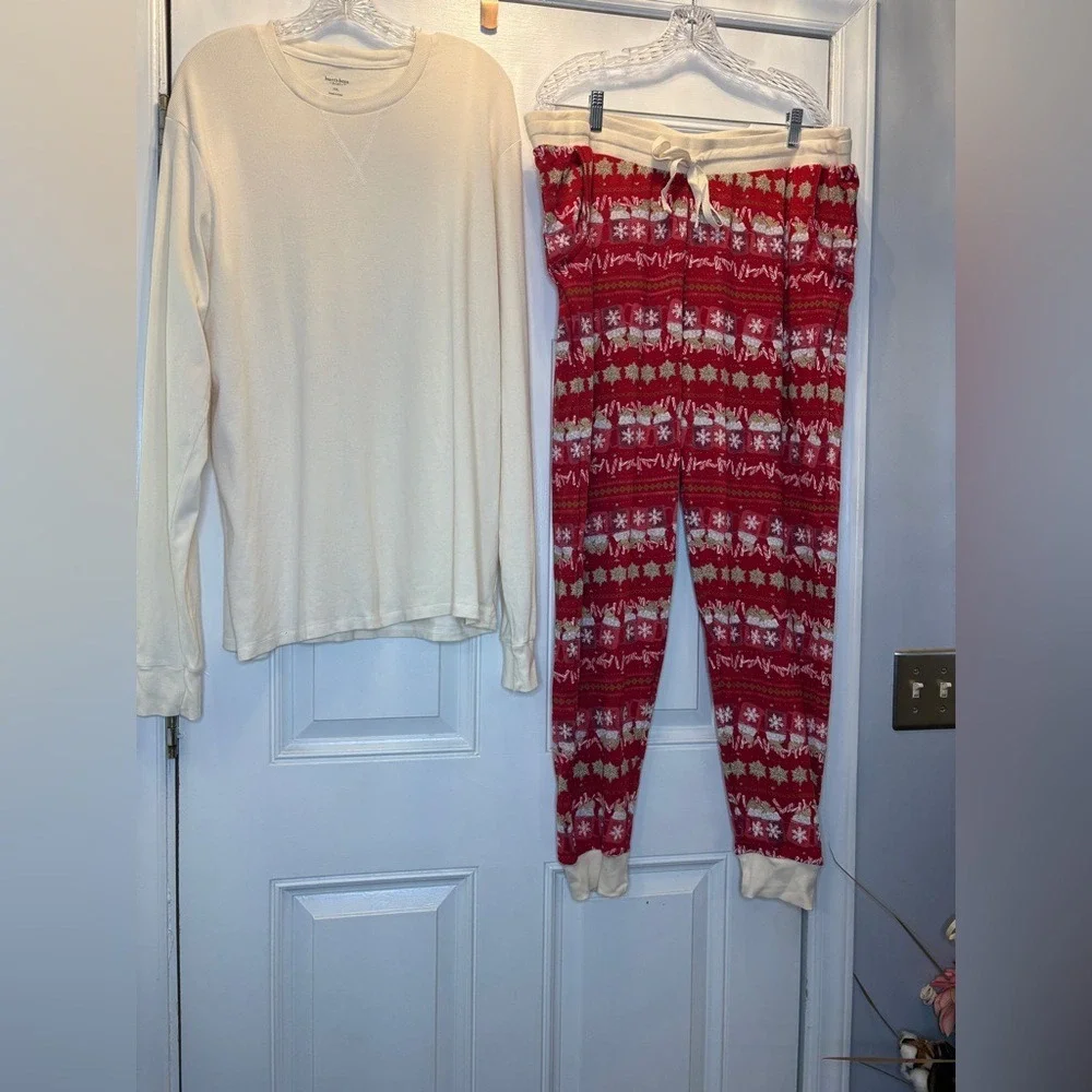 Burt's Bees Baby Women XXL Organic Cotton Holiday Pajama Set Red Gingerbread
